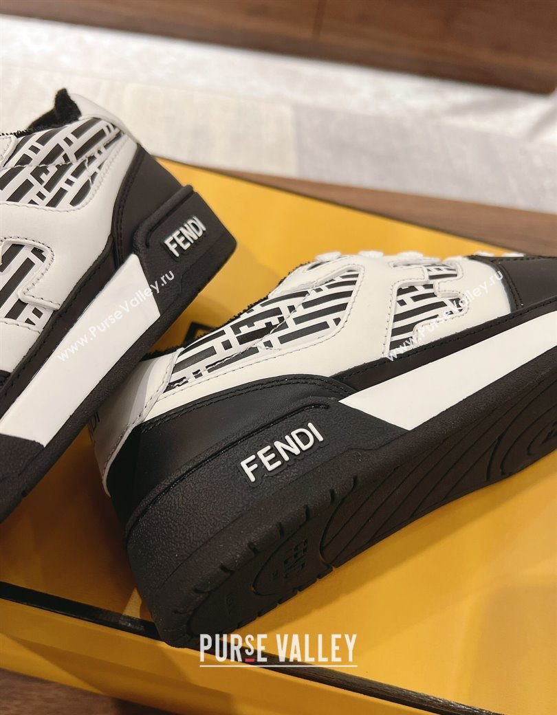 Fendi Match Low-top Sneakers in Printed Calfskin Black/White 2025 0220 (MD-250220103)