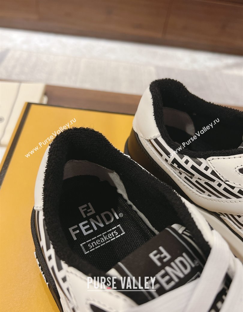 Fendi Match Low-top Sneakers in Printed Calfskin Black/White 2025 0220 (MD-250220103)