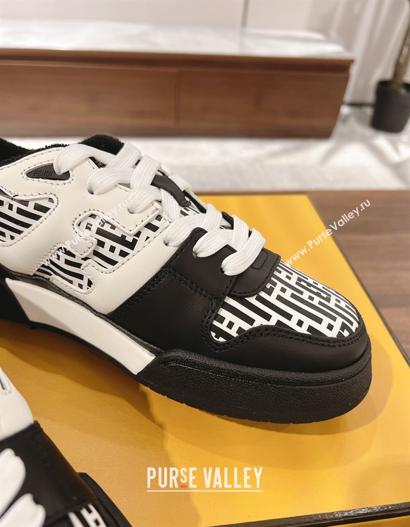 Fendi Match Low-top Sneakers in Printed Calfskin Black/White 2025 0220 (MD-250220103)
