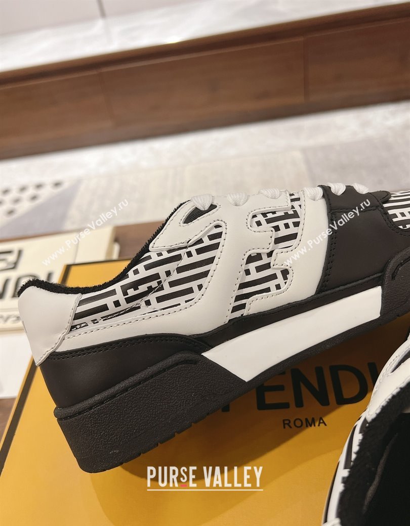 Fendi Match Low-top Sneakers in Printed Calfskin Black/White 2025 0220 (MD-250220103)