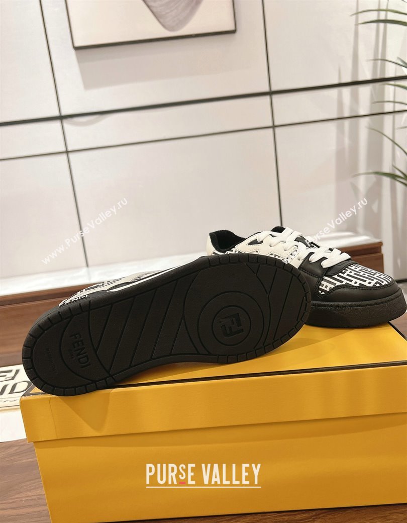 Fendi Match Low-top Sneakers in Printed Calfskin Black/White 2025 0220 (MD-250220103)