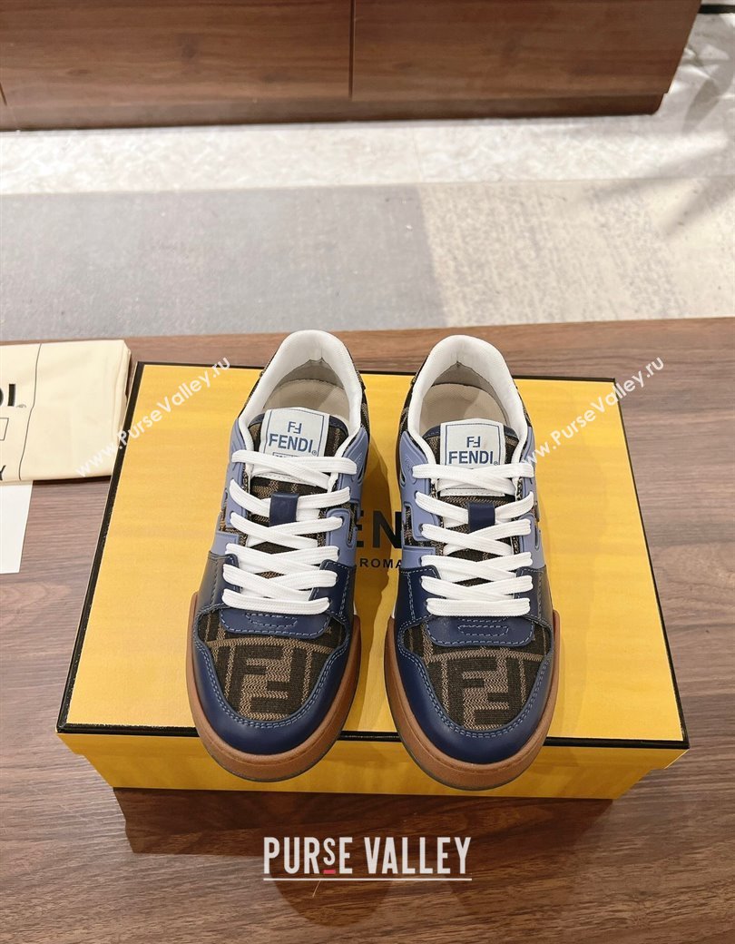 Fendi Match Low-top Sneakers in FF Canvas and Leather Brown/Blue 2025 0220 (MD-250220104)