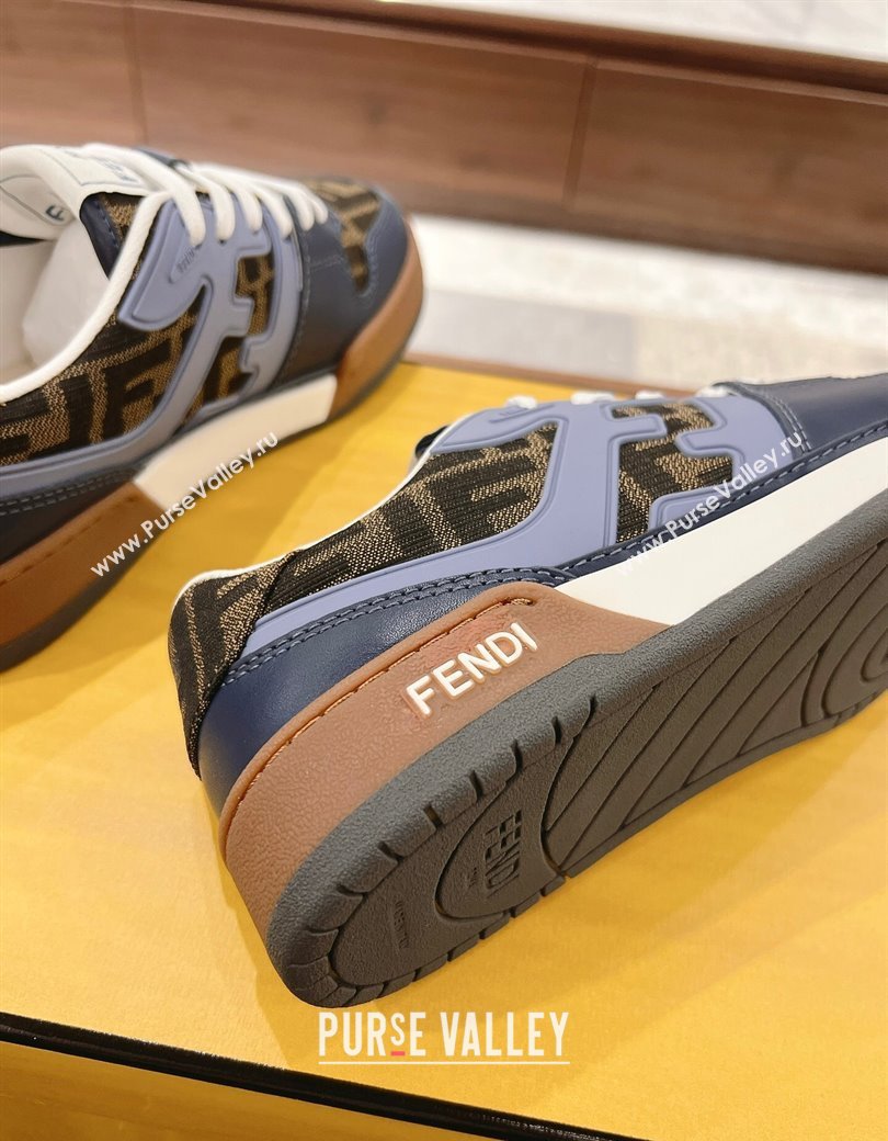 Fendi Match Low-top Sneakers in FF Canvas and Leather Brown/Blue 2025 0220 (MD-250220104)