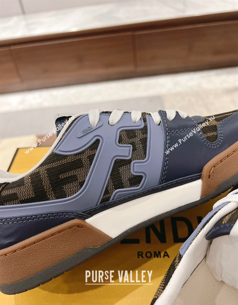 Fendi Match Low-top Sneakers in FF Canvas and Leather Brown/Blue 2025 0220 (MD-250220104)