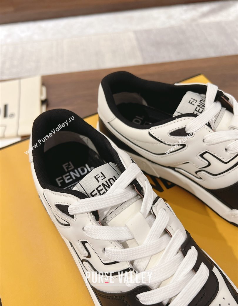 Fendi Match Low-top Sneakers in Calfskin Leather Black/White 2025 0220 (MD-250220096)
