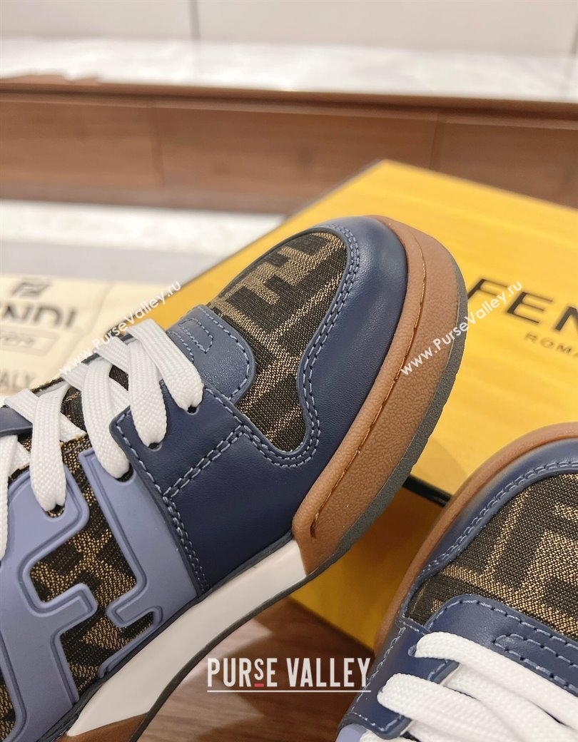 Fendi Match Low-top Sneakers in FF Canvas and Leather Brown/Blue 2025 0220 (MD-250220104)