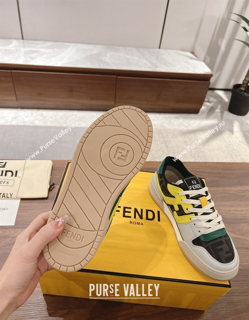 Fendi Match Low-top Sneakers in FF Canvas and Leather Multicolor 2025 0220 (MD-250220105)