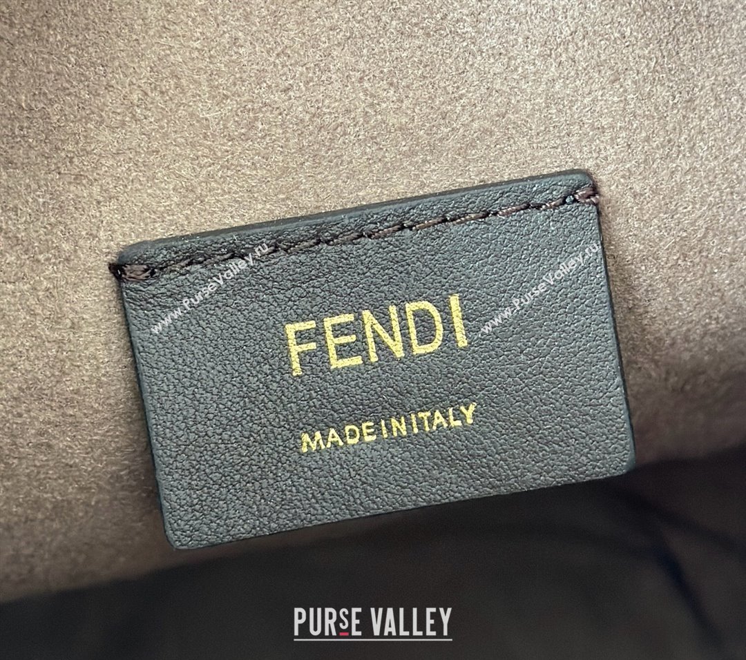 Fendi Mon Tresor Canvas Mini Bucket Bag with Multicolor FF Embroidery Midnight Blue 2025 038 (CL-250403053)