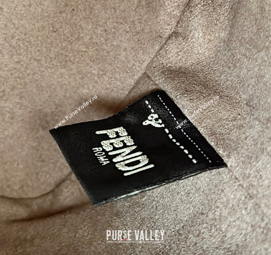 Fendi Mon Tresor Canvas Mini Bucket Bag with Multicolor FF Embroidery Midnight Blue 2025 038 (CL-250403053)