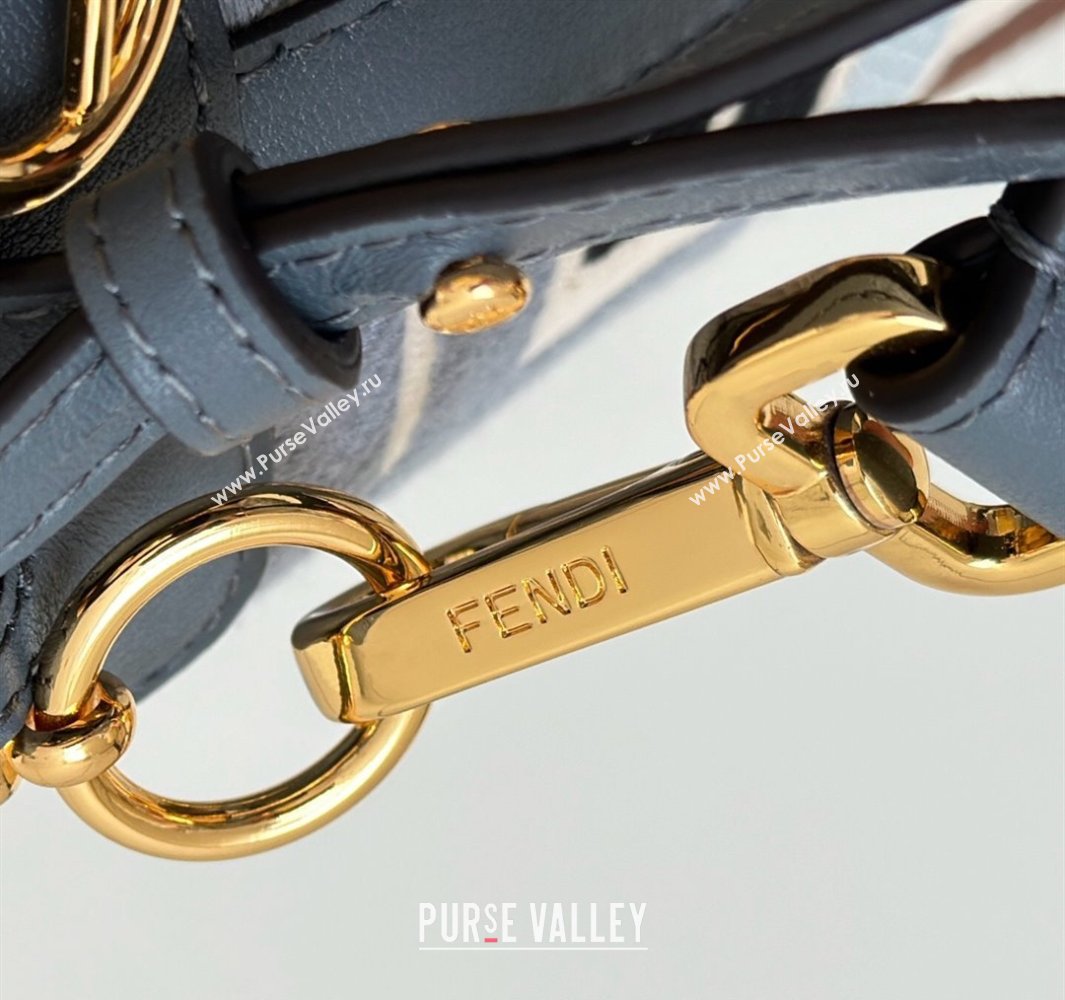 Fendi Mon Tresor Canvas Mini Bucket Bag with Multicolor FF Embroidery Midnight Blue 2025 038 (CL-250403053)