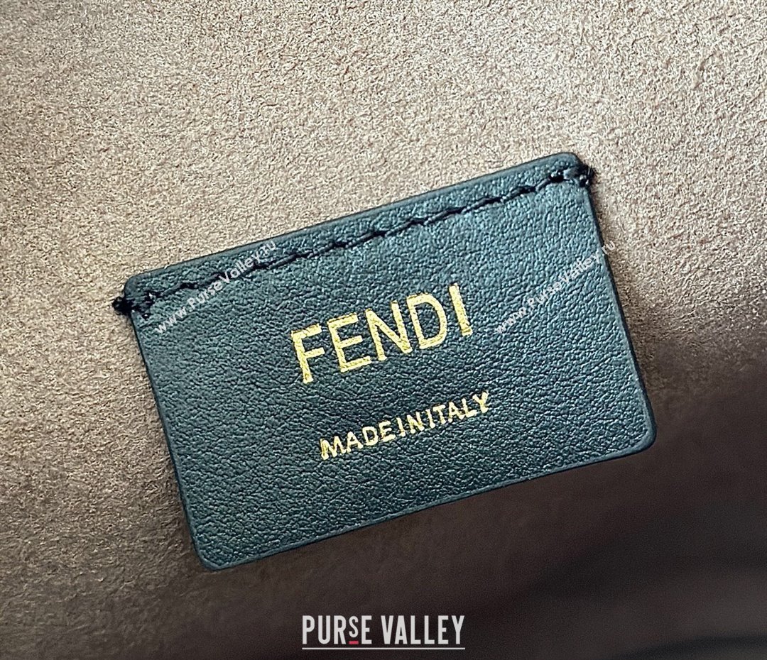 Fendi Mon Tresor Canvas Mini Bucket Bag with Multicolor FF Embroidery Black 2025 038 (CL-250403054)