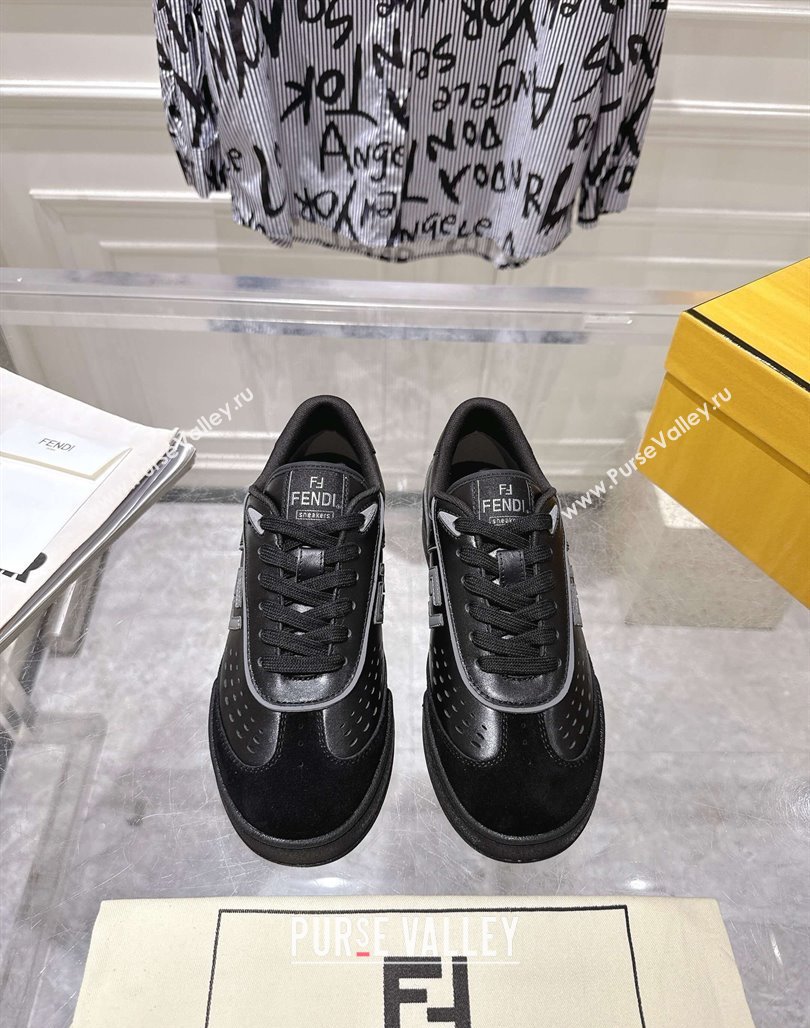 Fendi Match Sneakers in Leather and Suede Black 2025 0426 (MD-250426024)