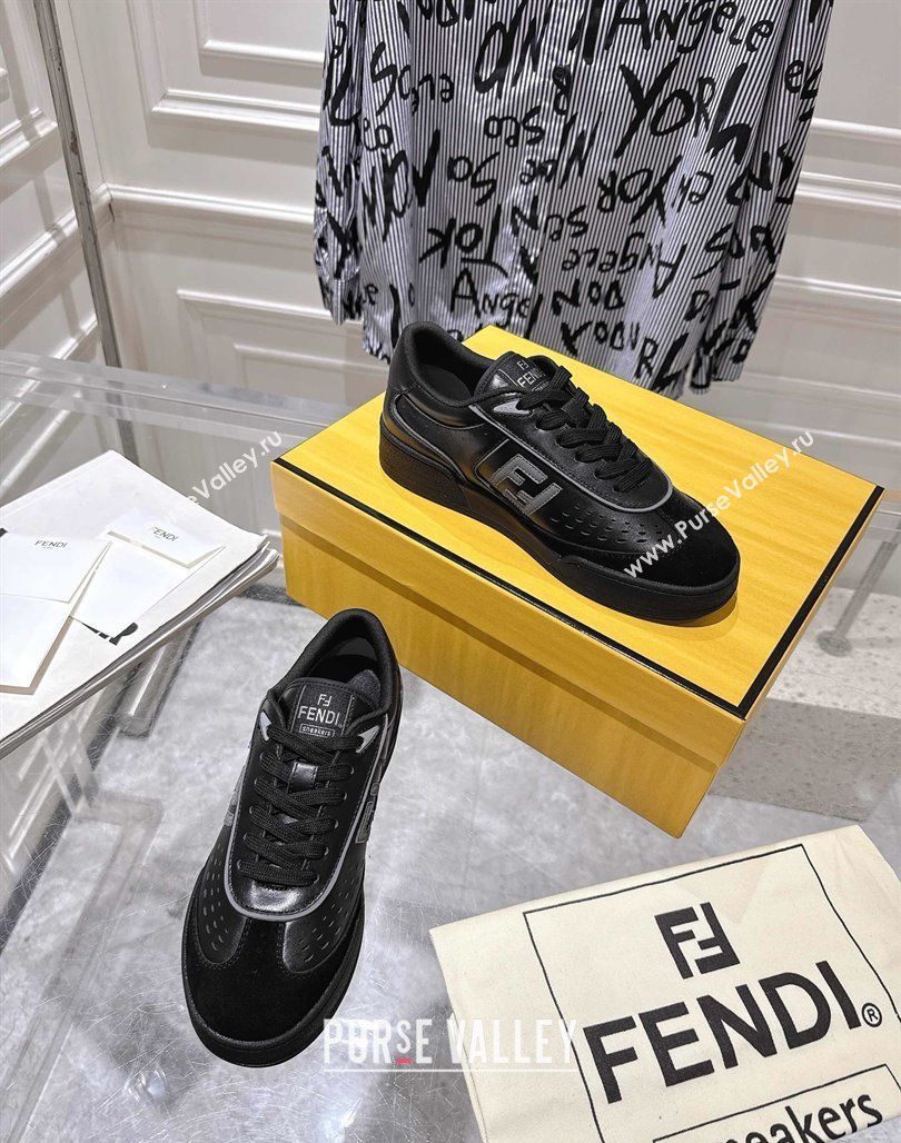 Fendi Match Sneakers in Leather and Suede Black 2025 0426 (MD-250426024)