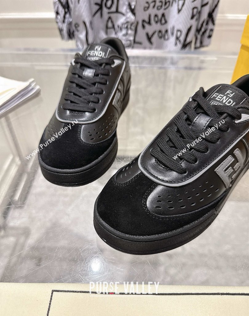 Fendi Match Sneakers in Leather and Suede Black 2025 0426 (MD-250426024)