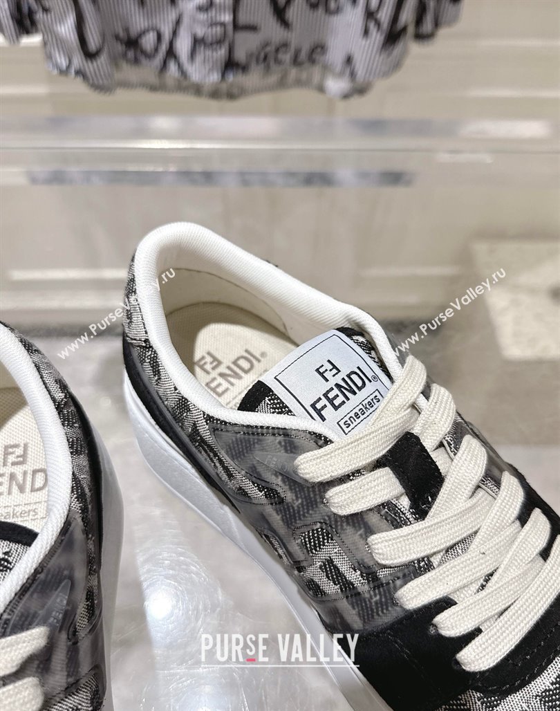 Fendi Match Platform Sneakers 5cm in FF Jacquard and Suede Black 2025 0426 (MD-250426029)