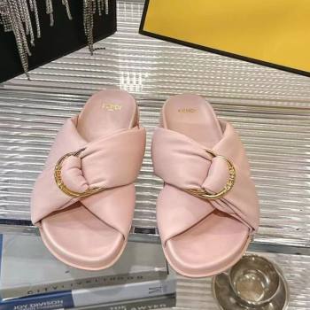 Fendi Feel Flat Slides Sandal in Lambskin Leather with D-ring Buckle Pink 2025 (MD-250425140)