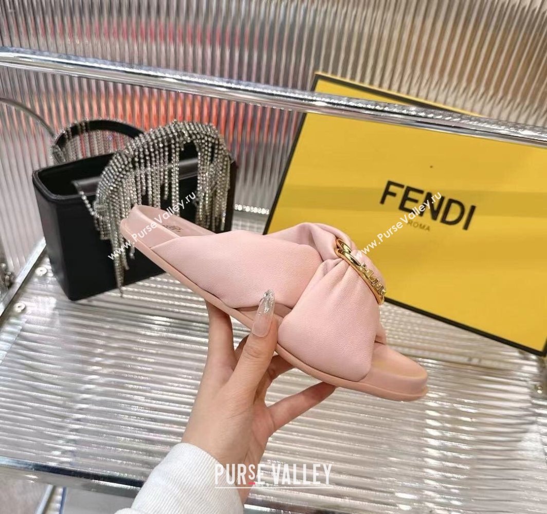 Fendi Feel Flat Slides Sandal in Lambskin Leather with D-ring Buckle Pink 2025 (MD-250425140)