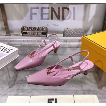 Fendi FFold Slingbacks Heeled Sandals 5cm in Eel Emboosed Leather Light Purple 2025 (MD-250425150)