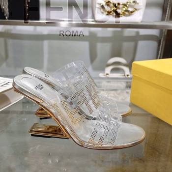 Fendi First Heel Slides Sandal 10cm in Strass FF PVC Silver 2025 (MD-250426011)