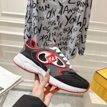 Fendi Forward Sneakers in Leather and Mesh Grey/Black/Red 2025 0426 (MD-250426013)