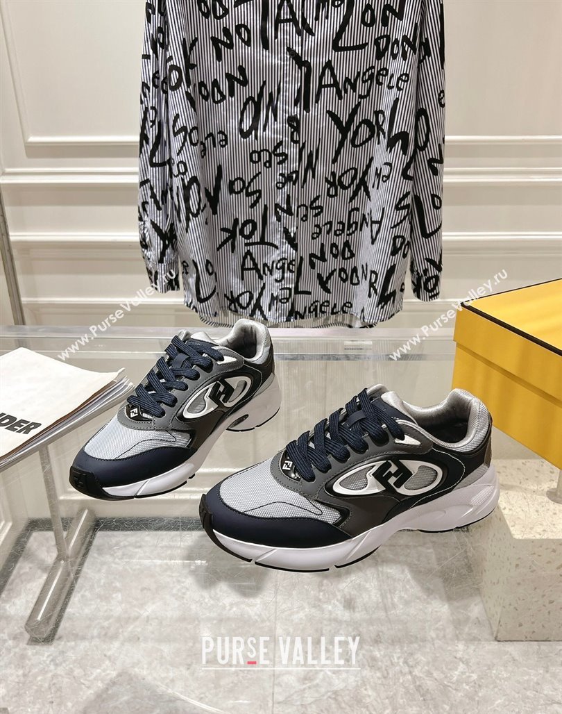Fendi Forward Sneakers in Leather and Mesh Grey/Blue 2025 0426 (MD-250426014)
