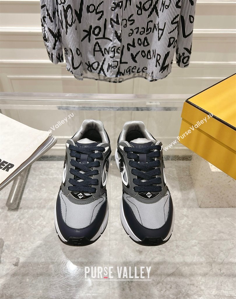 Fendi Forward Sneakers in Leather and Mesh Grey/Blue 2025 0426 (MD-250426014)