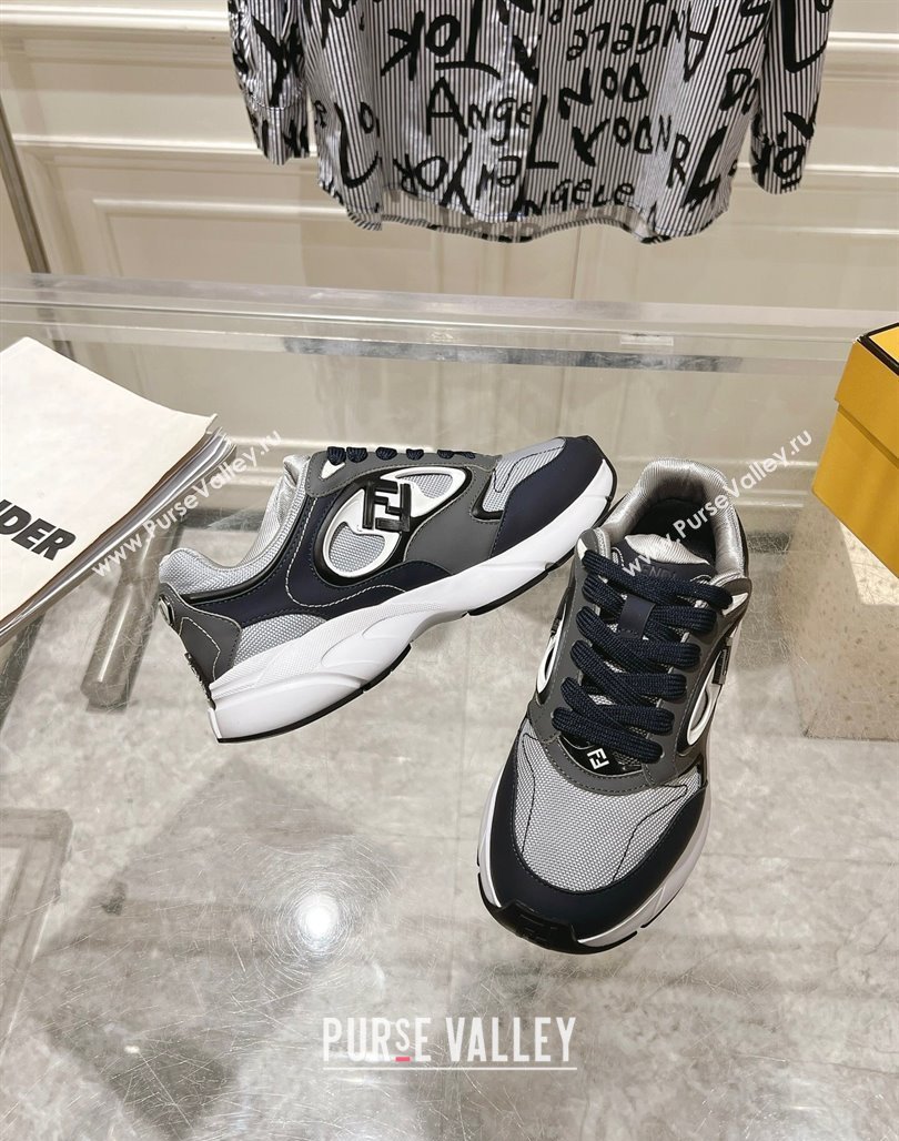 Fendi Forward Sneakers in Leather and Mesh Grey/Blue 2025 0426 (MD-250426014)