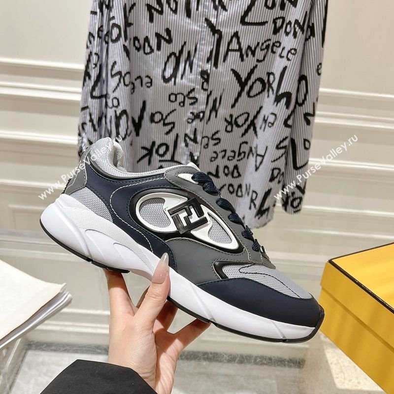 Fendi Forward Sneakers in Leather and Mesh Grey/Blue 2025 0426 (MD-250426014)