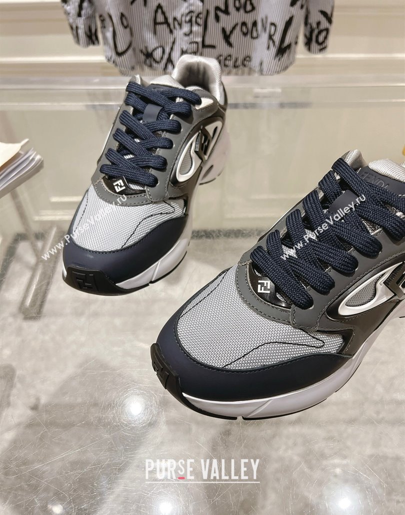Fendi Forward Sneakers in Leather and Mesh Grey/Blue 2025 0426 (MD-250426014)