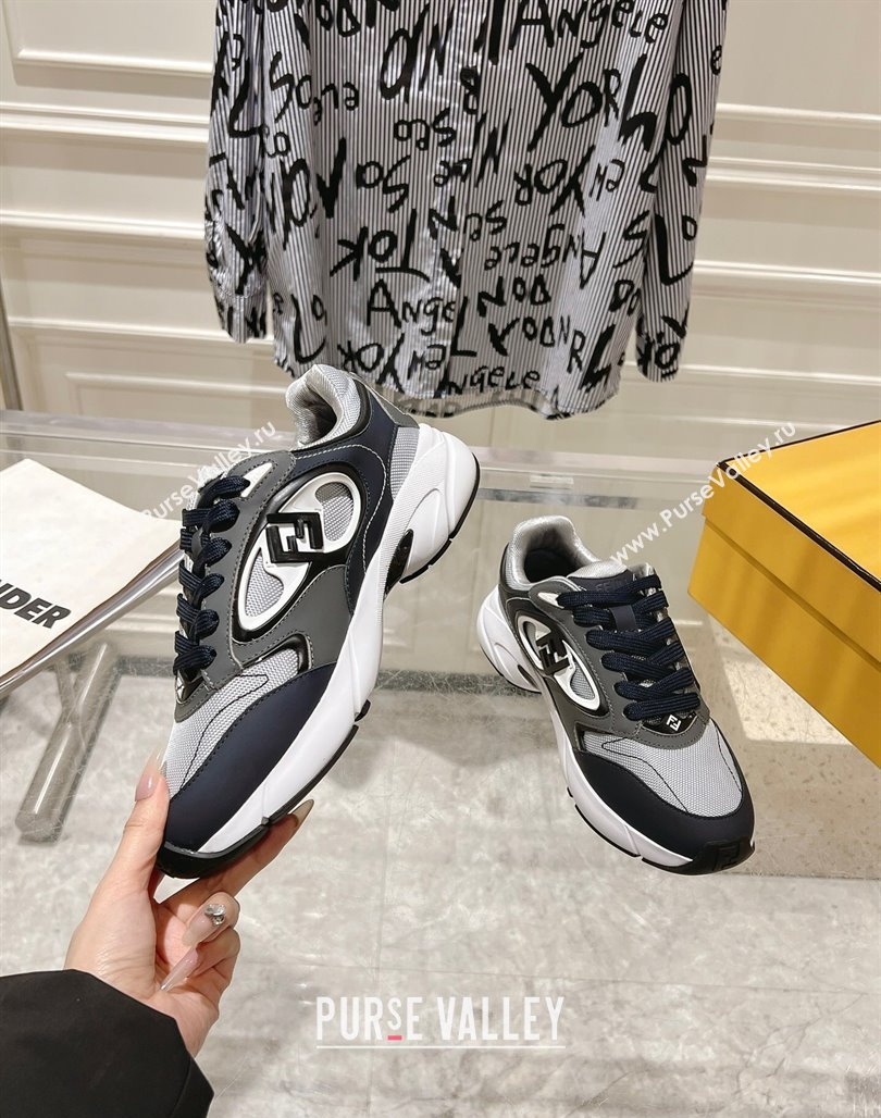 Fendi Forward Sneakers in Leather and Mesh Grey/Blue 2025 0426 (MD-250426014)
