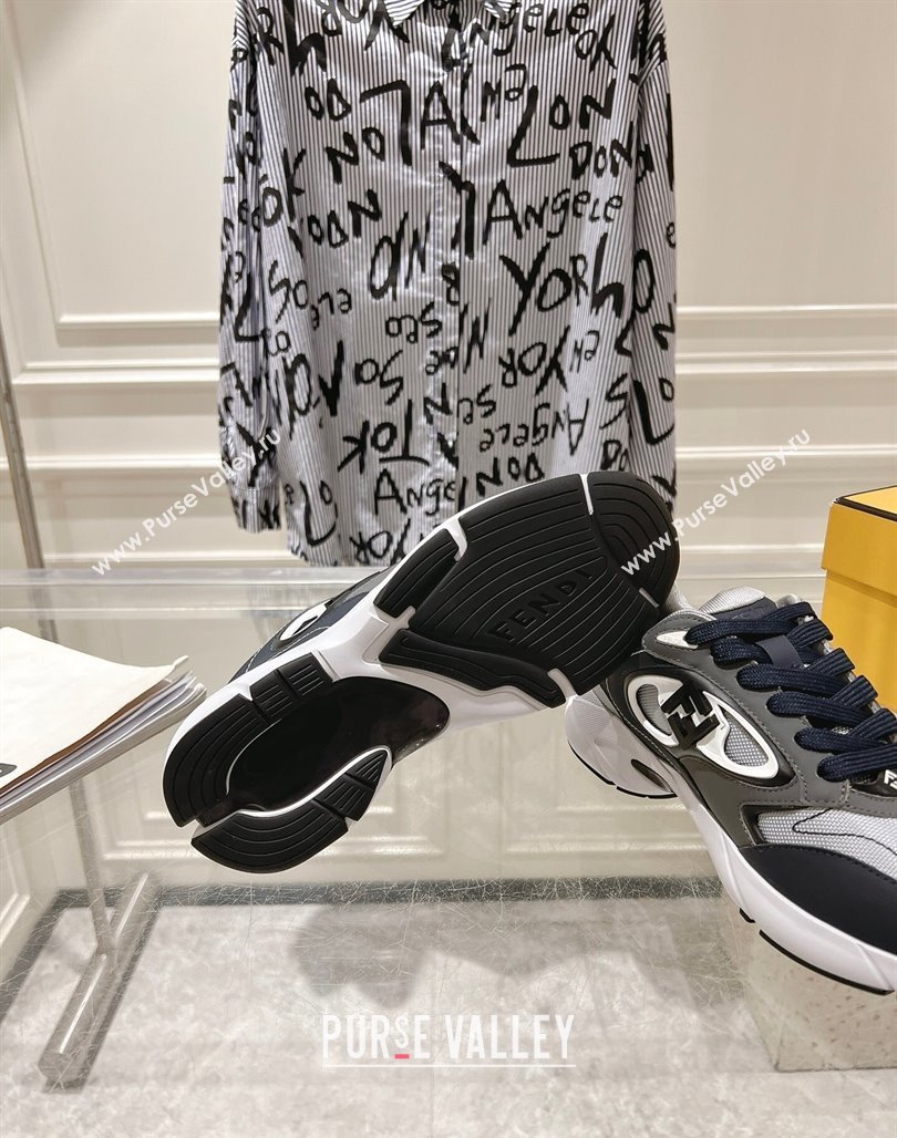 Fendi Forward Sneakers in Leather and Mesh Grey/Blue 2025 0426 (MD-250426014)