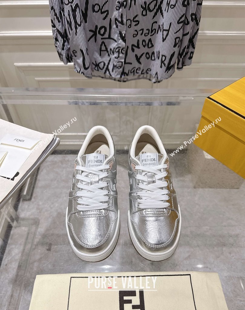 Fendi Match Low-top Sneakers in Calfskin Leather Silver 2025 0426 (MD-250426018)