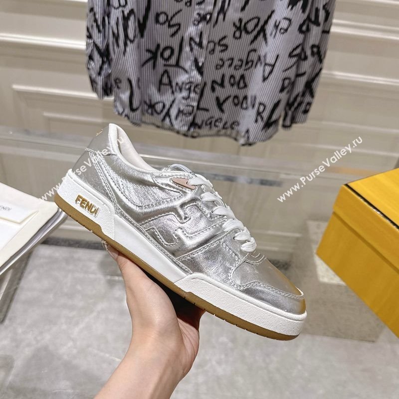 Fendi Match Low-top Sneakers in Calfskin Leather Silver 2025 0426 (MD-250426018)