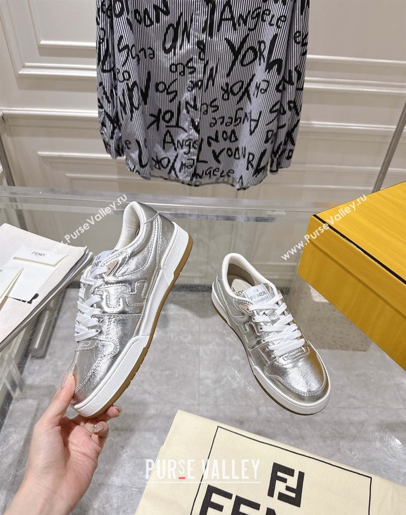 Fendi Match Low-top Sneakers in Calfskin Leather Silver 2025 0426 (MD-250426018)