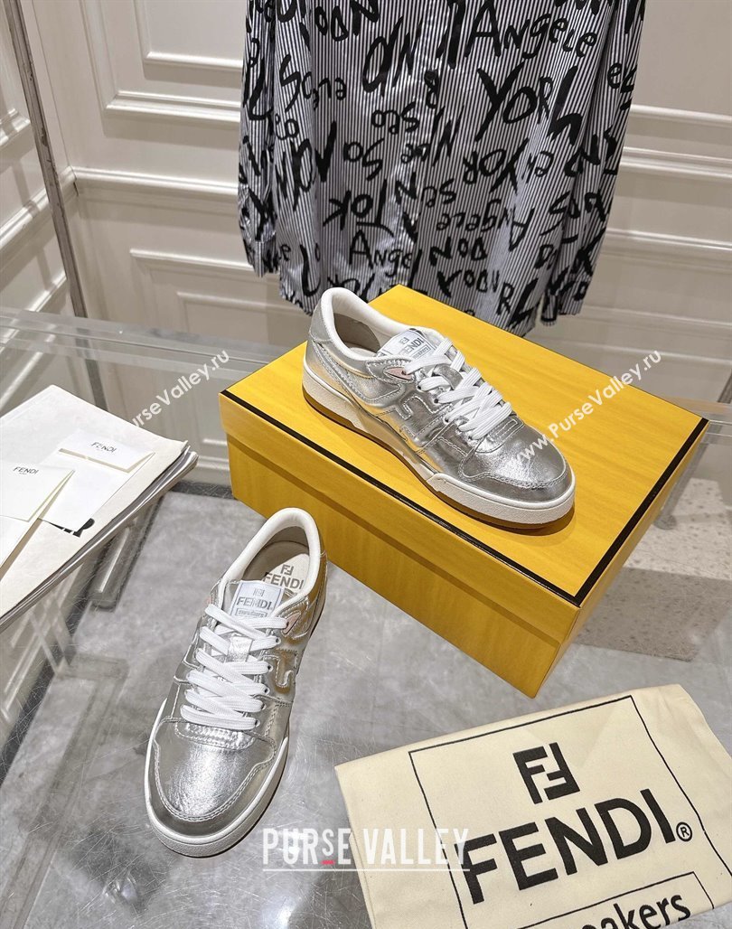 Fendi Match Low-top Sneakers in Calfskin Leather Silver 2025 0426 (MD-250426018)