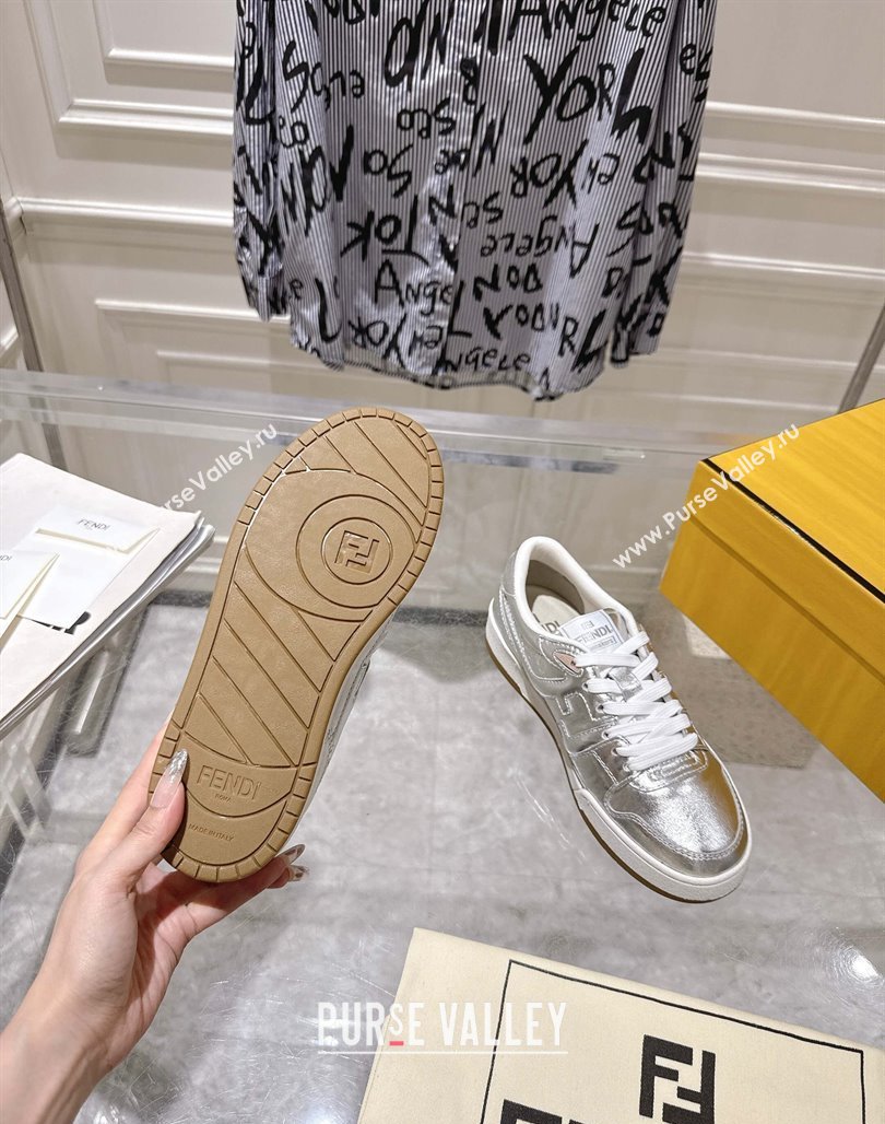 Fendi Match Low-top Sneakers in Calfskin Leather Silver 2025 0426 (MD-250426018)
