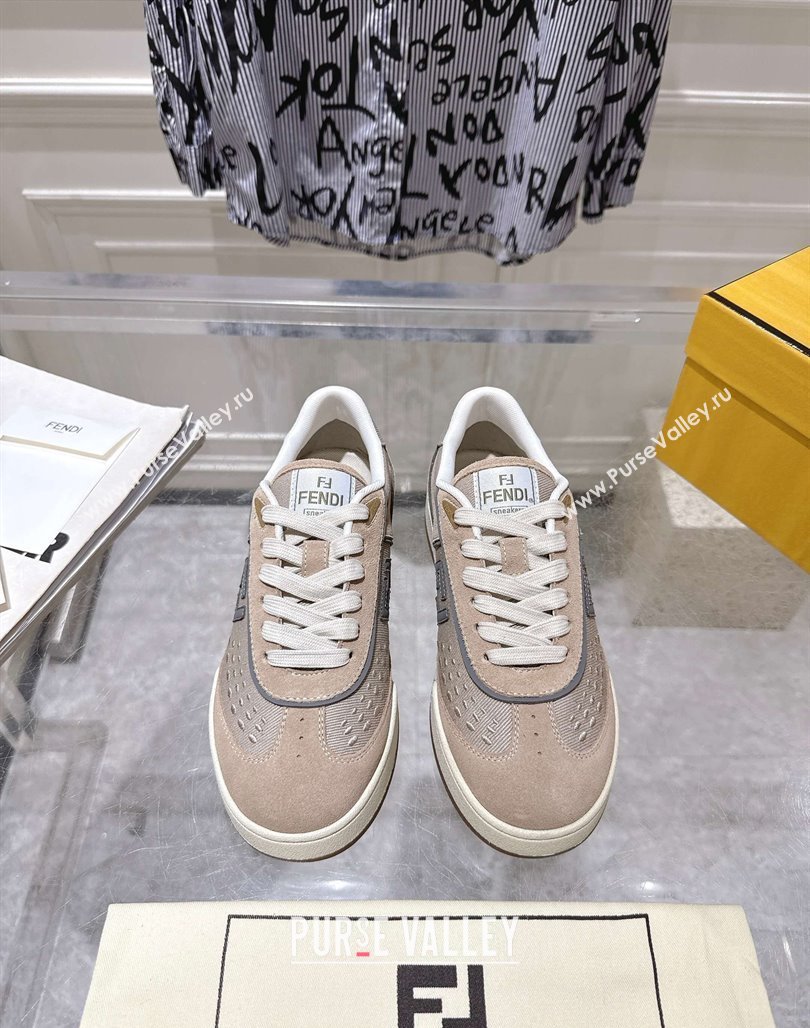 Fendi Match Sneakers in Suede and Canvas Beige 2025 0426 (MD-250426019)
