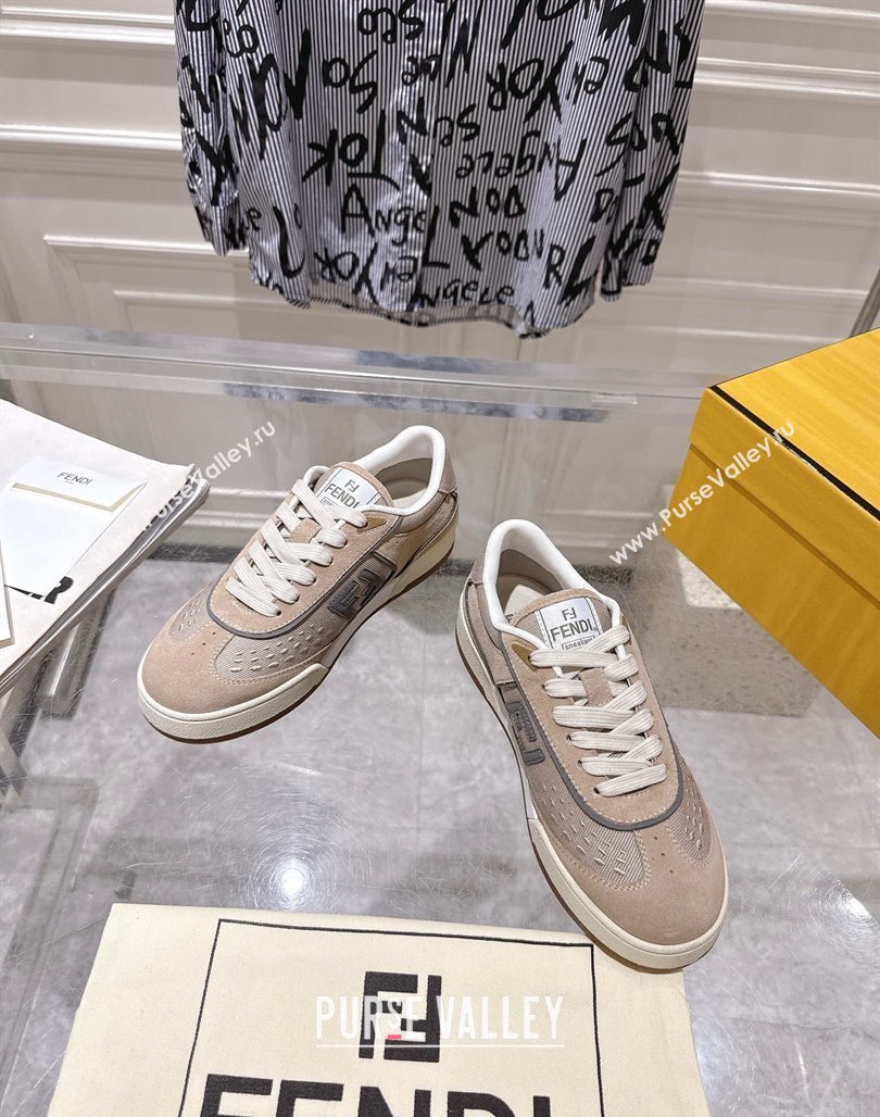 Fendi Match Sneakers in Suede and Canvas Beige 2025 0426 (MD-250426019)