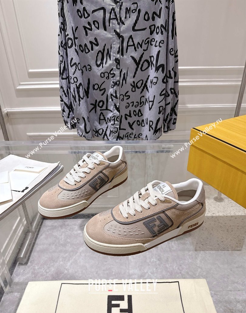 Fendi Match Sneakers in Suede and Canvas Beige 2025 0426 (MD-250426019)