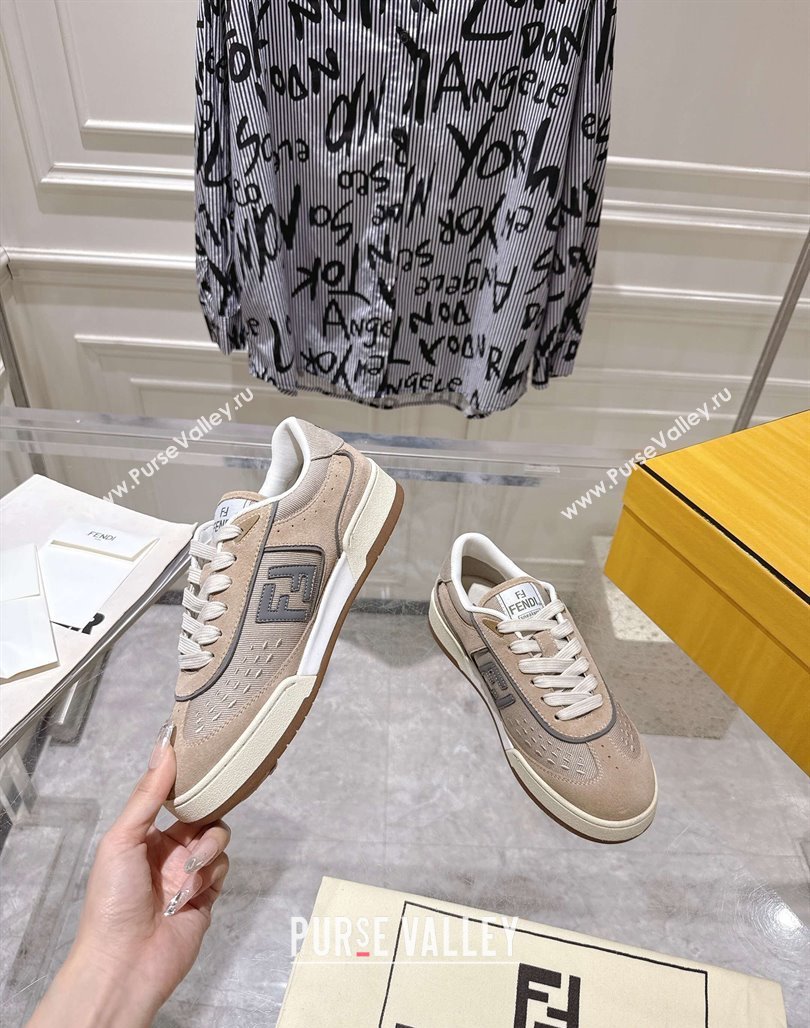 Fendi Match Sneakers in Suede and Canvas Beige 2025 0426 (MD-250426019)