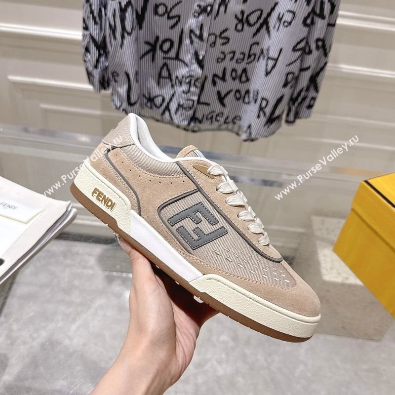 Fendi Match Sneakers in Suede and Canvas Beige 2025 0426 (MD-250426019)