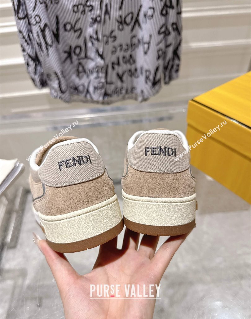 Fendi Match Sneakers in Suede and Canvas Beige 2025 0426 (MD-250426019)