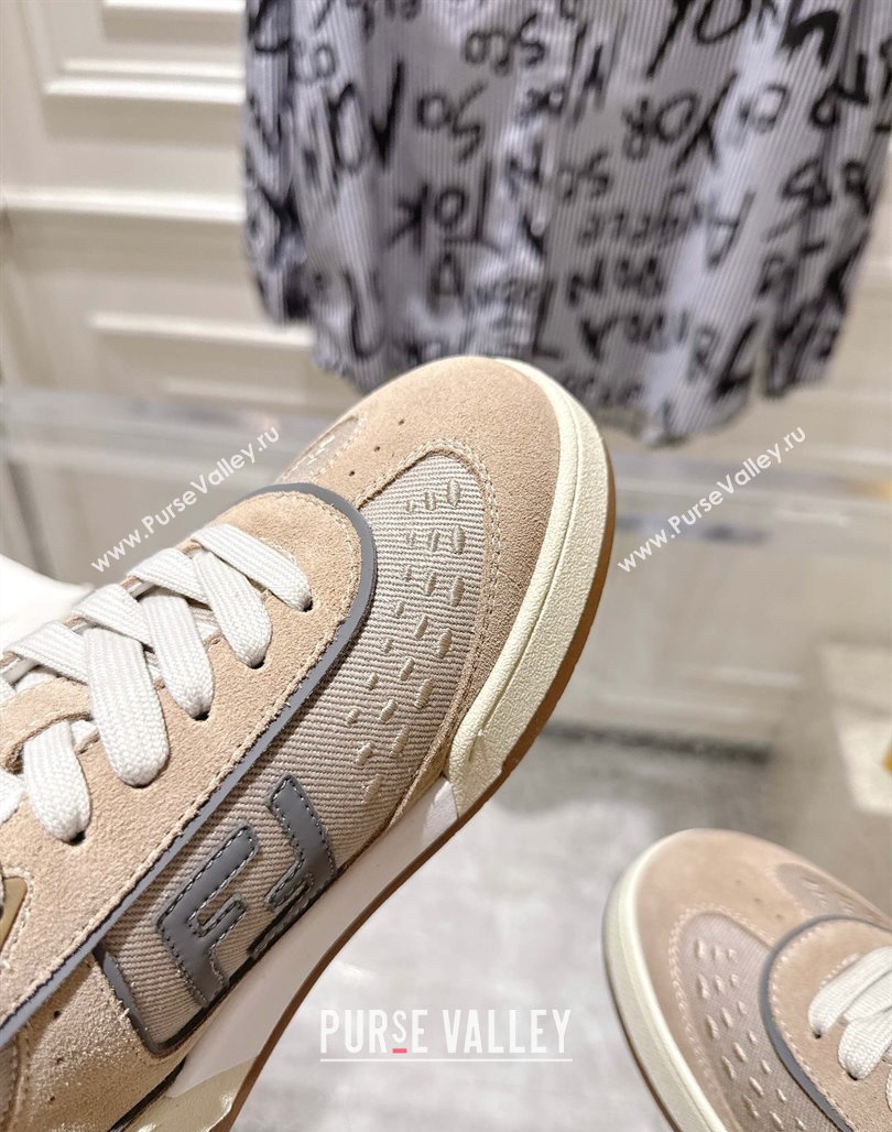 Fendi Match Sneakers in Suede and Canvas Beige 2025 0426 (MD-250426019)