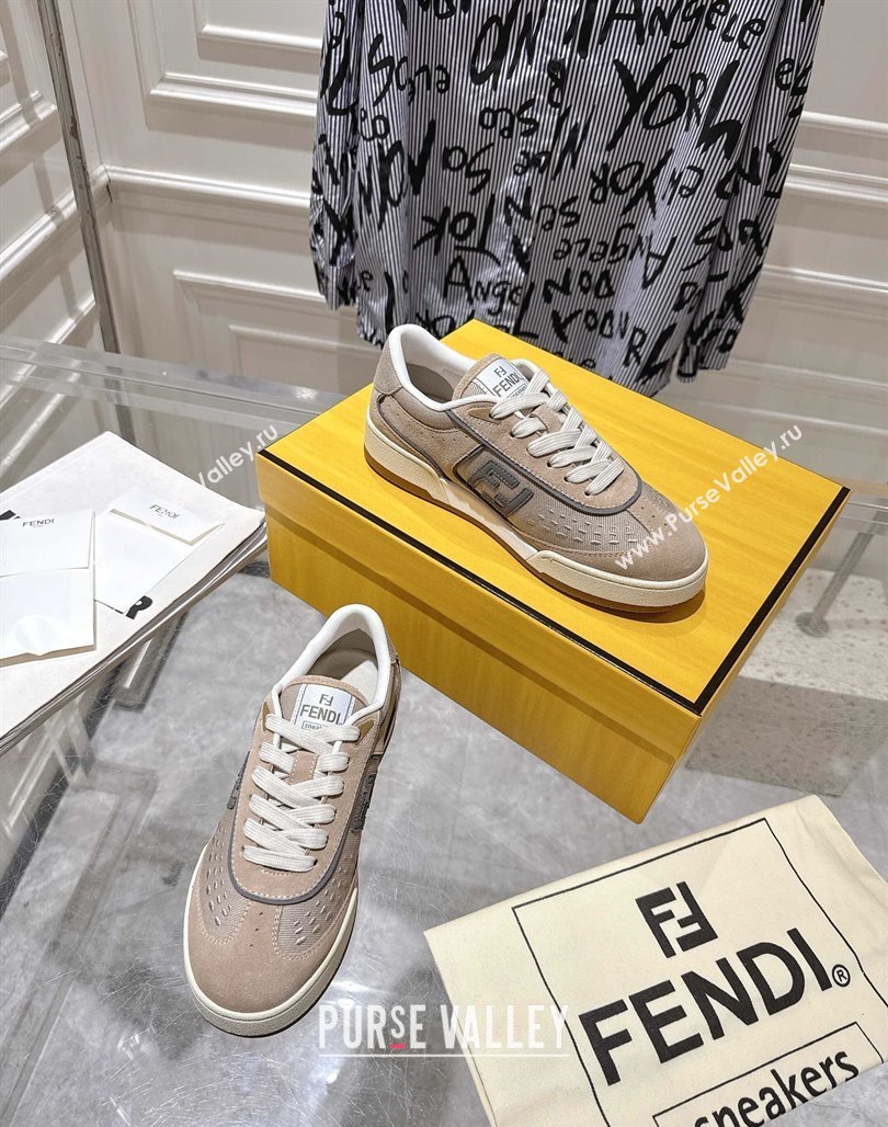 Fendi Match Sneakers in Suede and Canvas Beige 2025 0426 (MD-250426019)
