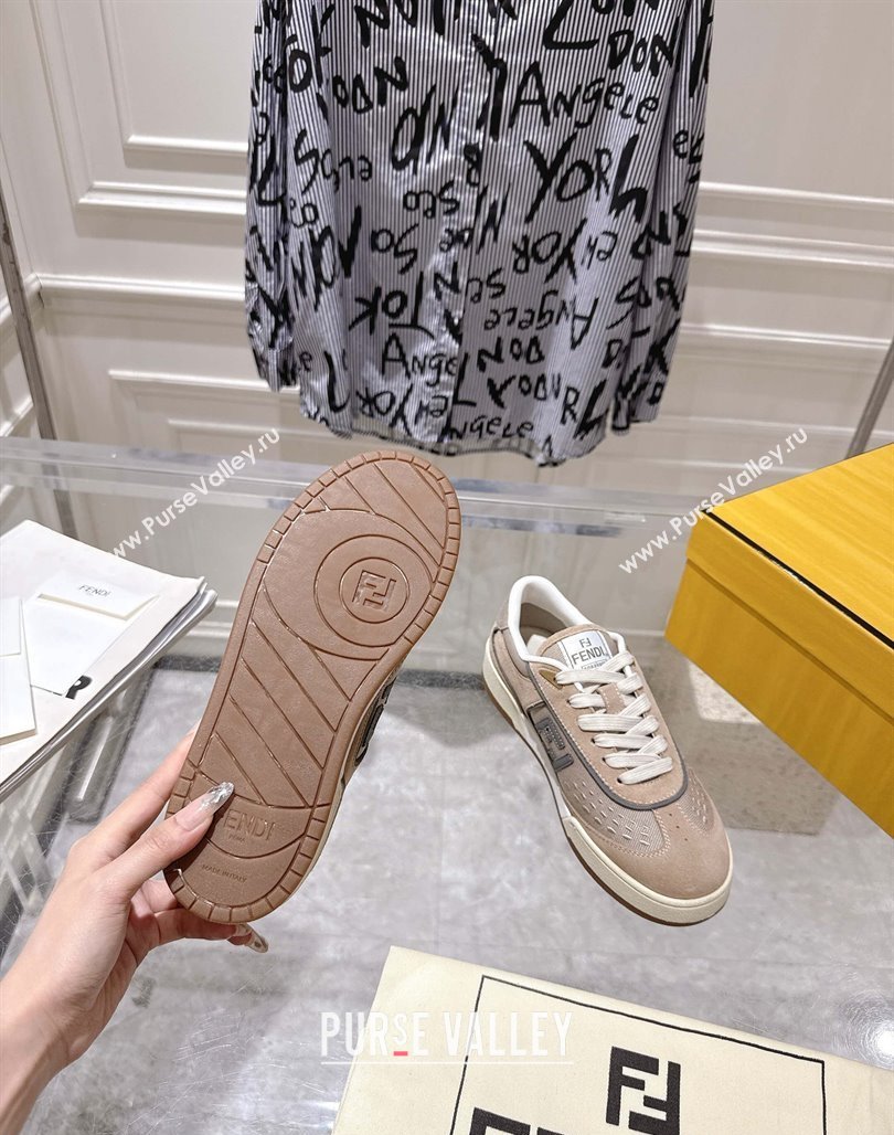 Fendi Match Sneakers in Suede and Canvas Beige 2025 0426 (MD-250426019)