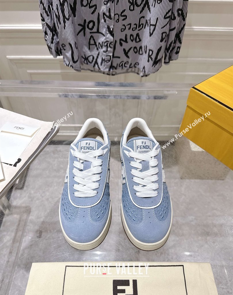 Fendi Match Sneakers in Suede and Canvas Blue 2025 0426 (MD-250426021)