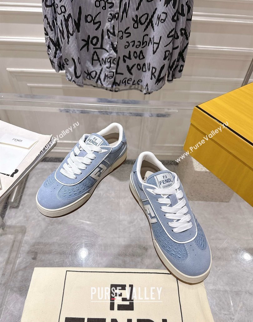 Fendi Match Sneakers in Suede and Canvas Blue 2025 0426 (MD-250426021)