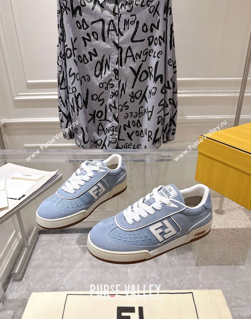 Fendi Match Sneakers in Suede and Canvas Blue 2025 0426 (MD-250426021)