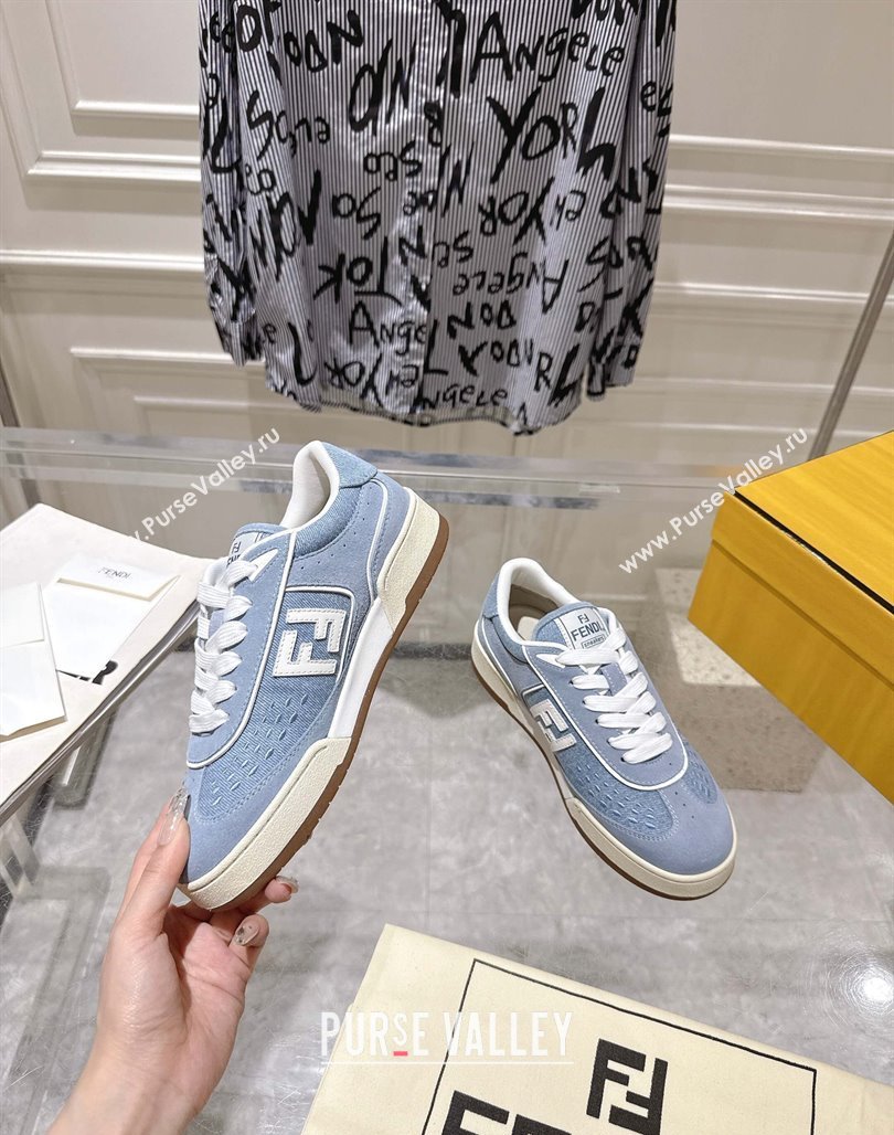 Fendi Match Sneakers in Suede and Canvas Blue 2025 0426 (MD-250426021)