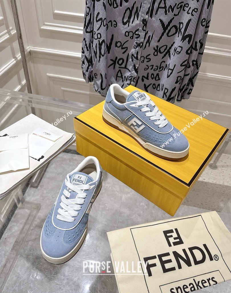 Fendi Match Sneakers in Suede and Canvas Blue 2025 0426 (MD-250426021)